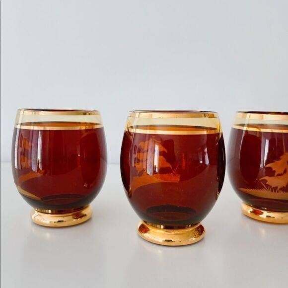 Vintage Bohemian Czech Etched Tree Glasses - Picture 7 of 9